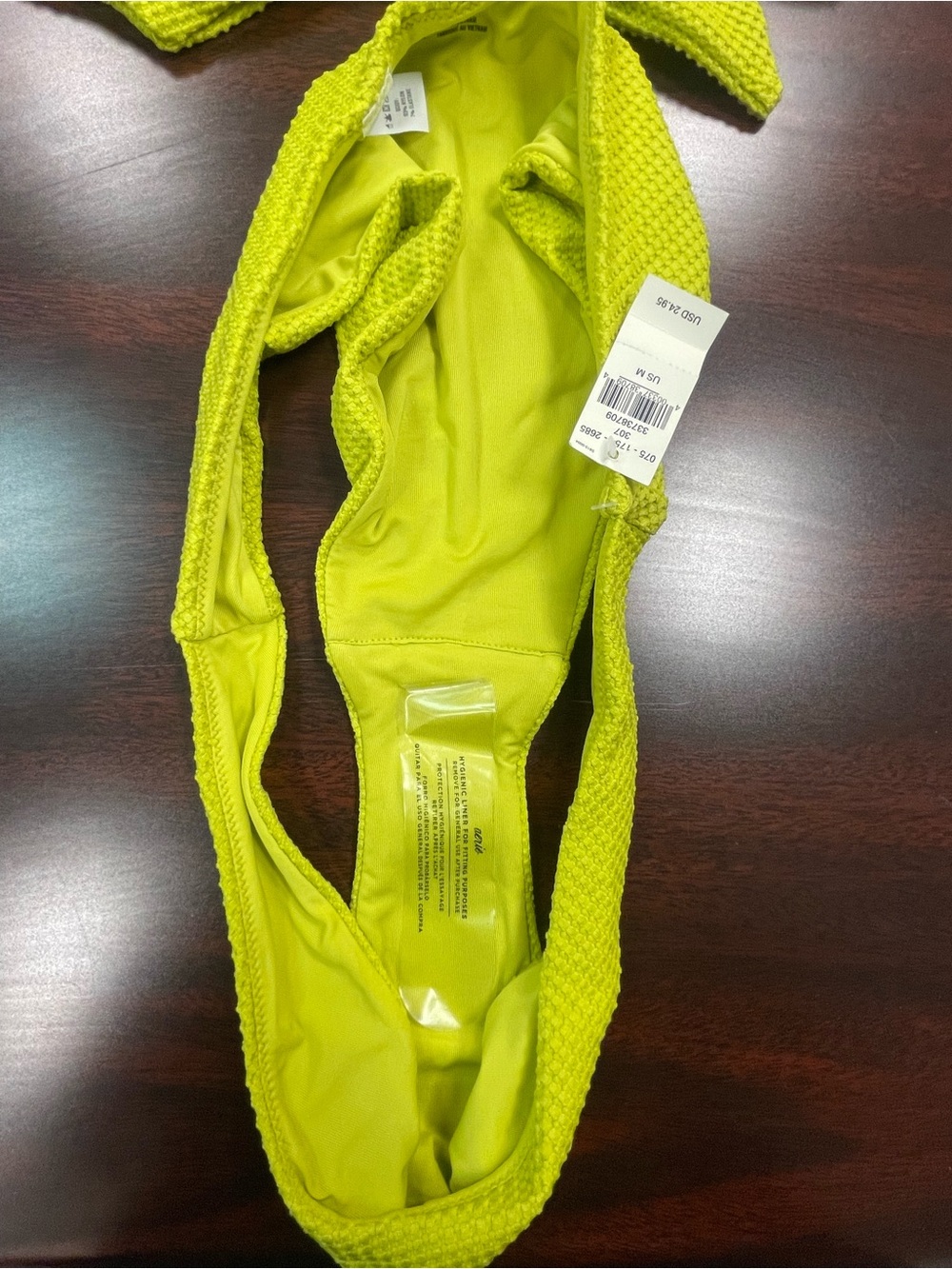 aerie Textured High-Cut Bikini Bottom Size Medium - Picture 3 of 6